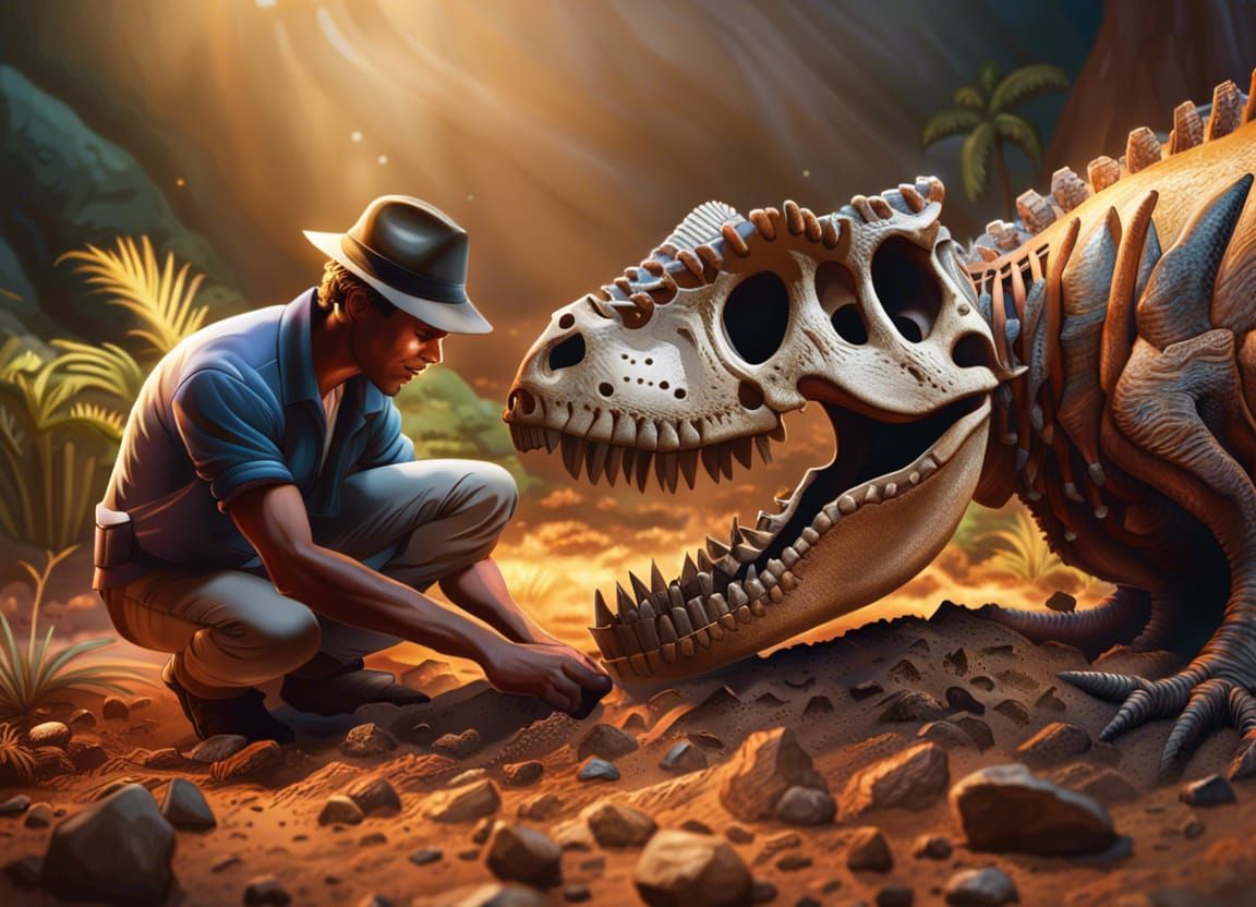 Archeologist Discovers Dinosaur Skeleton in Hyperrealistic S...