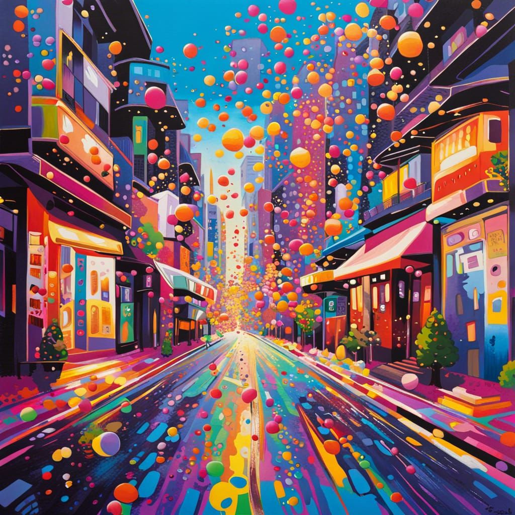 Psychedelic Tokyo City Street Art Painting