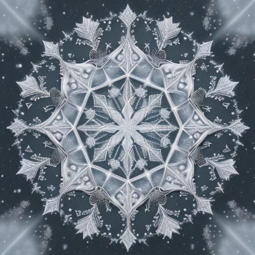 Glittering Christmas Mandala in Winter Snowfall