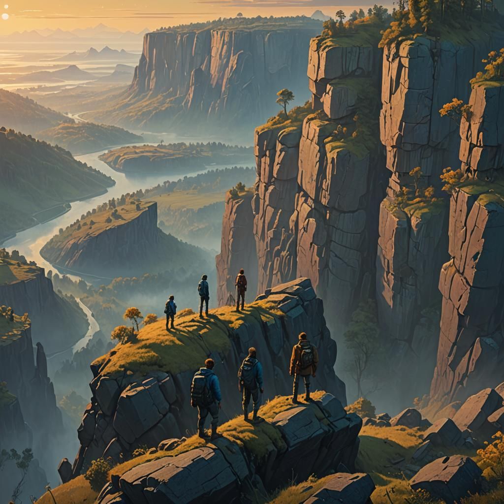 Ancient Humans Discover Prehistoric Earth: Matte Painting