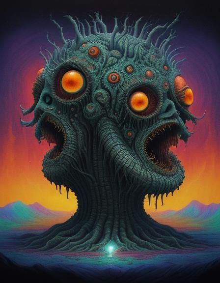 Psychedelic Horror Creature in Hyperrealistic Digital Art