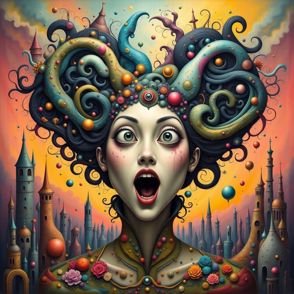 Surreal Unusual Portrait in Deco Surreal Style