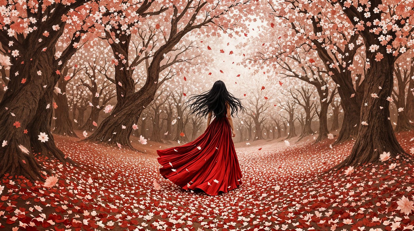 Romantic Woodland Serenade in Crimson