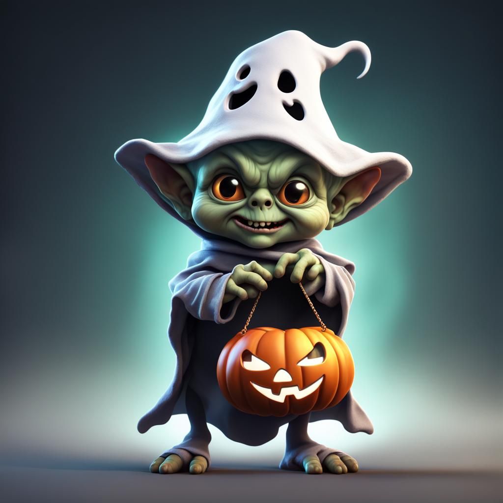 Cute Goblin Ghost for Halloween, Digital Art