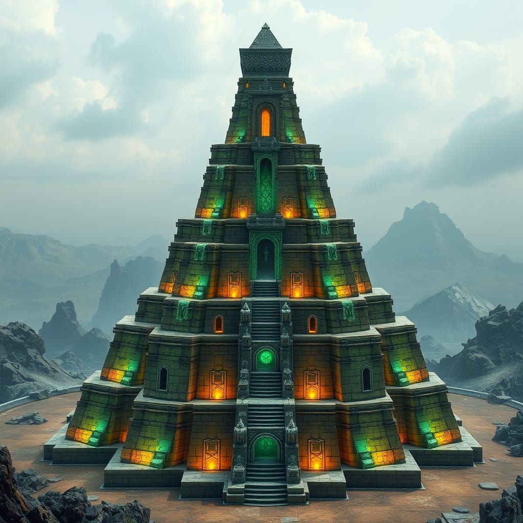 Ancient Temple of Resonant Harmony in a Futuristic Style