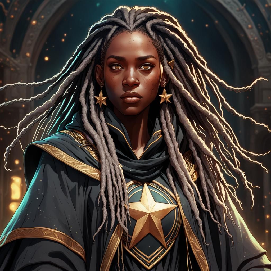Jamaican Girl in Star Cloak: Hyperdetailed Portrait