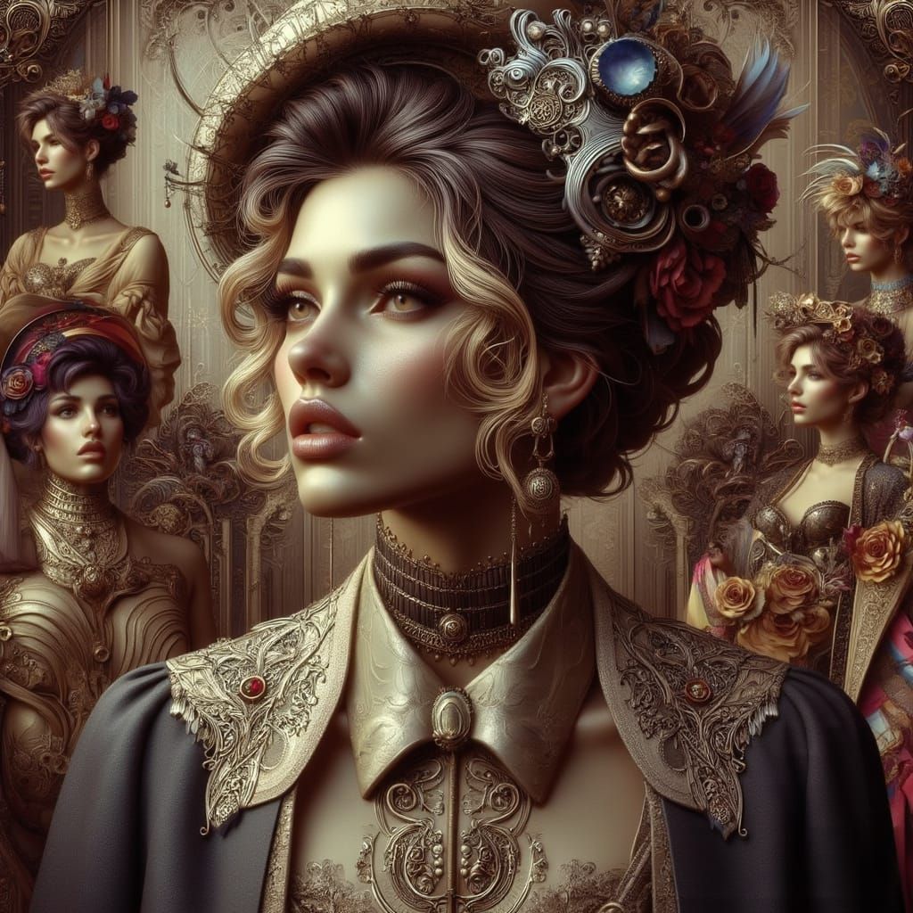 Surreal Victorian Women in Abstract Digital Art