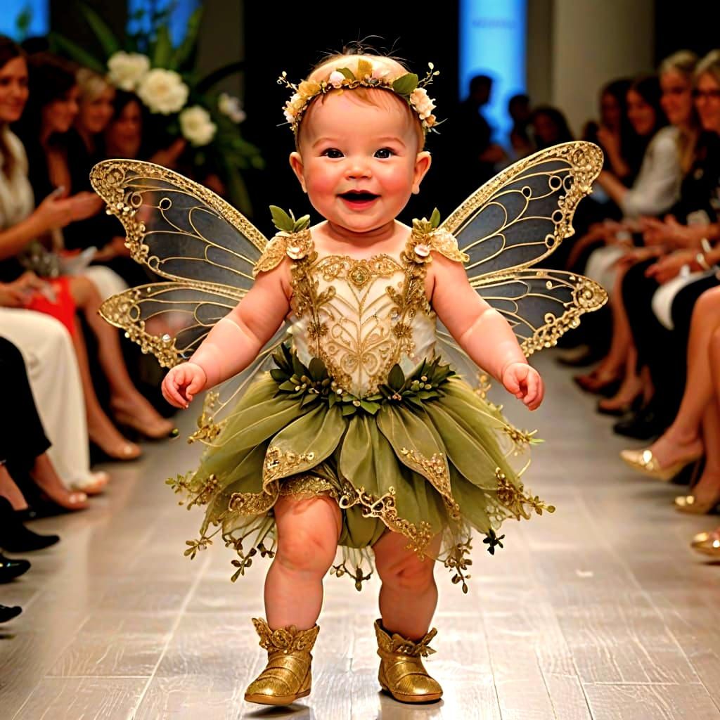 Fairy Baby Struts Down the Catwalk in Whimsical Fashion