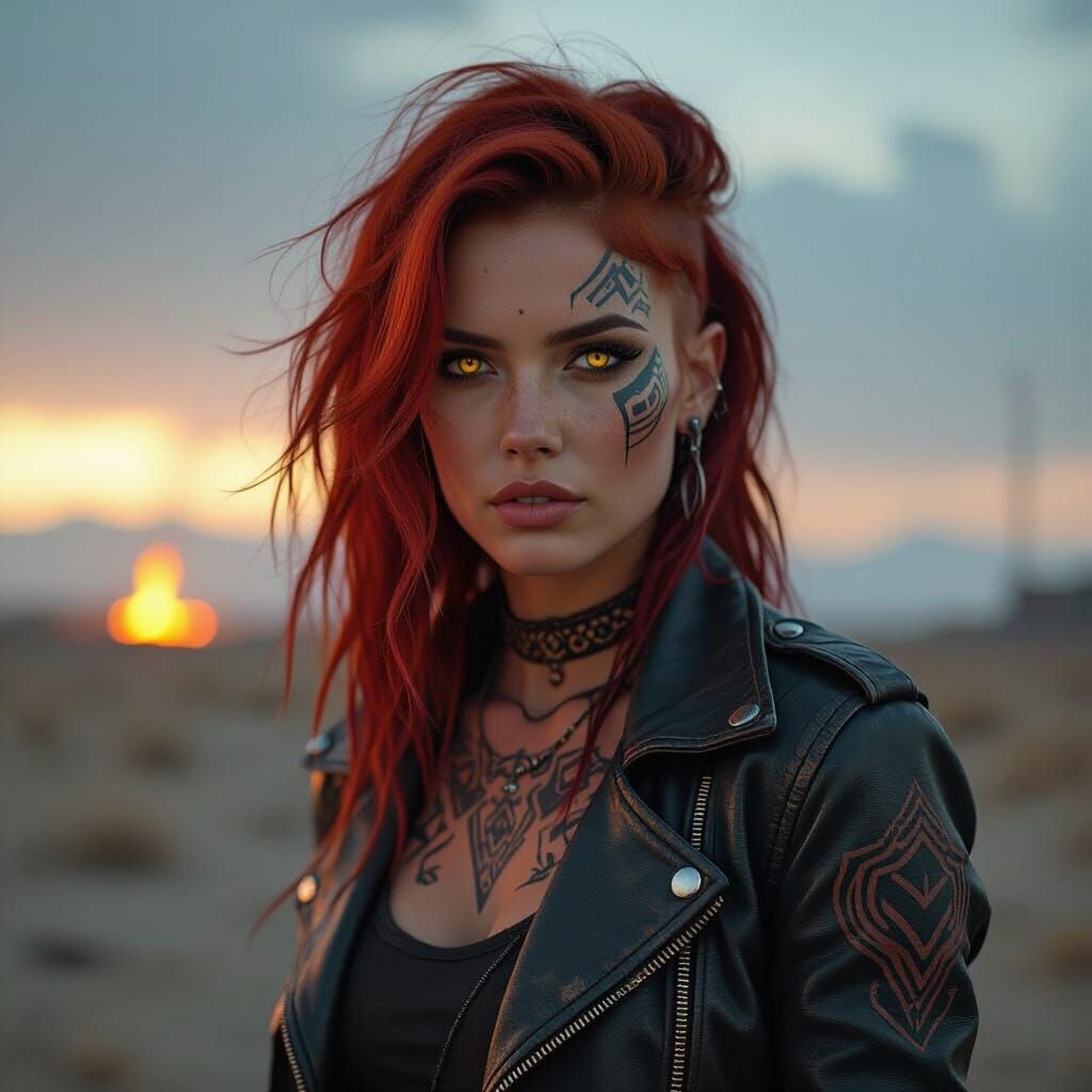 Post-Apocalyptic Woman in Dystopian Landscape