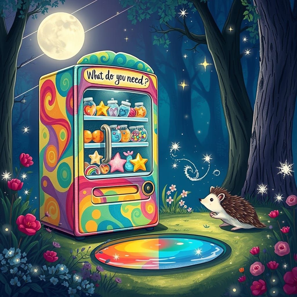 Whimsical Vending Machine in Enchanted Forest