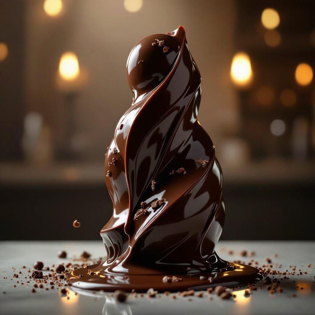Melting Chocolate Sculpture in Hyperrealistic Detail