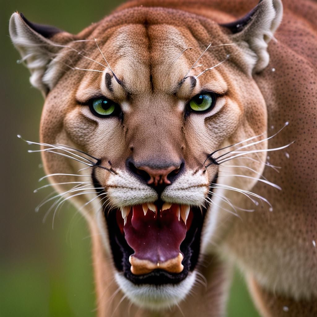 Mountain Lion Poised to Strike, Surreal Precisionism