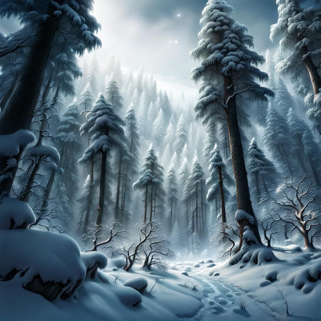 Epic Snow Forest: Cinematic Digital Matte Painting