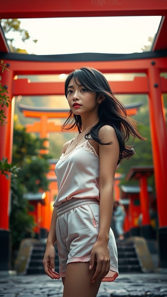 Serene Japanese Beauty at Fushimi Inari Shrine in Photoreali...