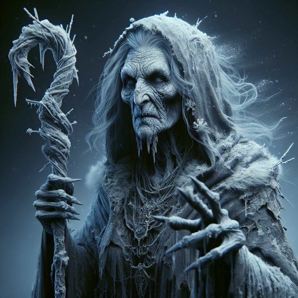 Icy Winter Witch in Detailed Fantasy Art