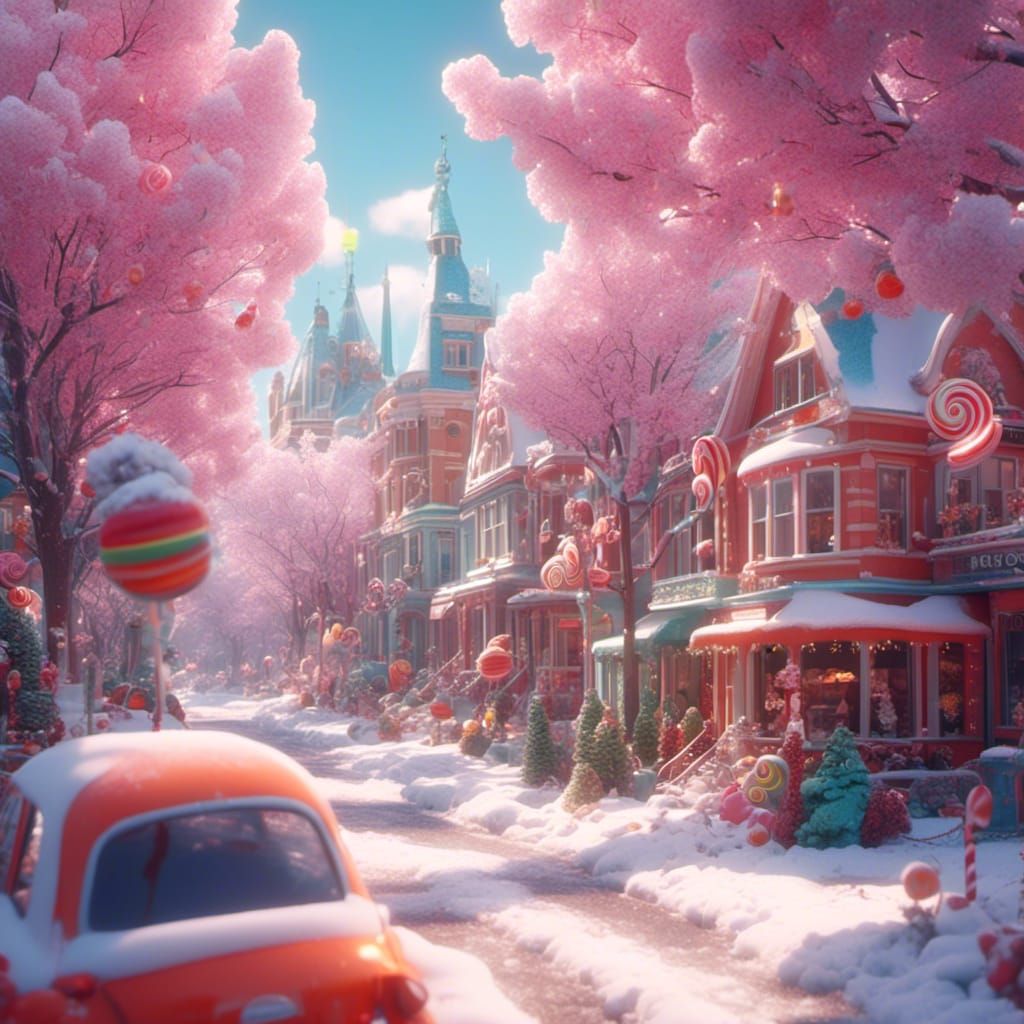 Hampstead in the Snow: Candy Art Illustration