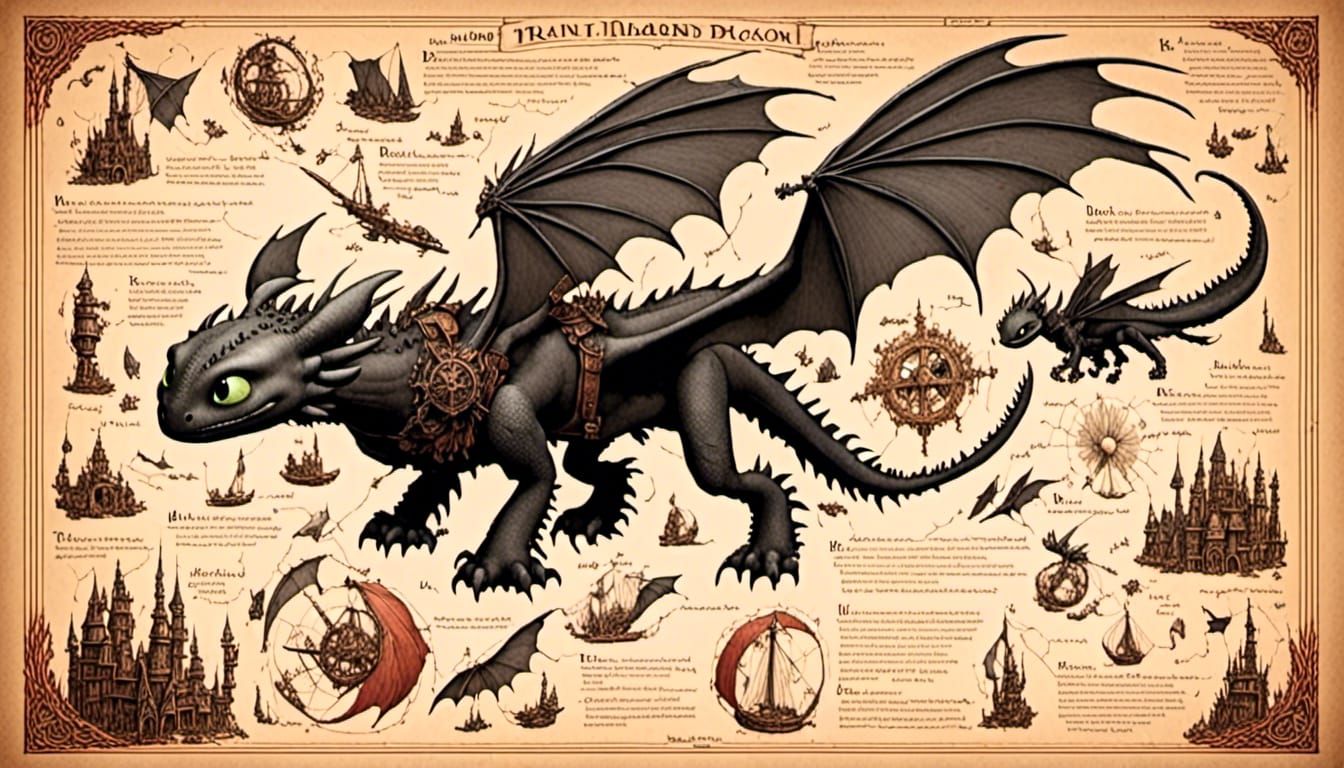 Dragon Training Guide in Blueprint Style