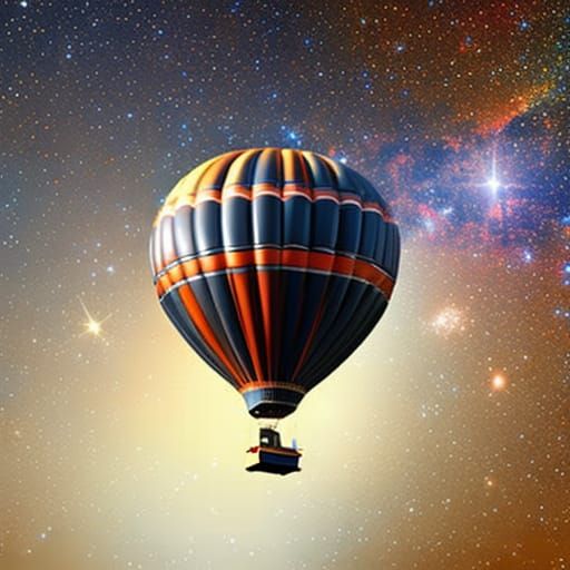 Holographic Hot Air Balloon in Starry Galaxy