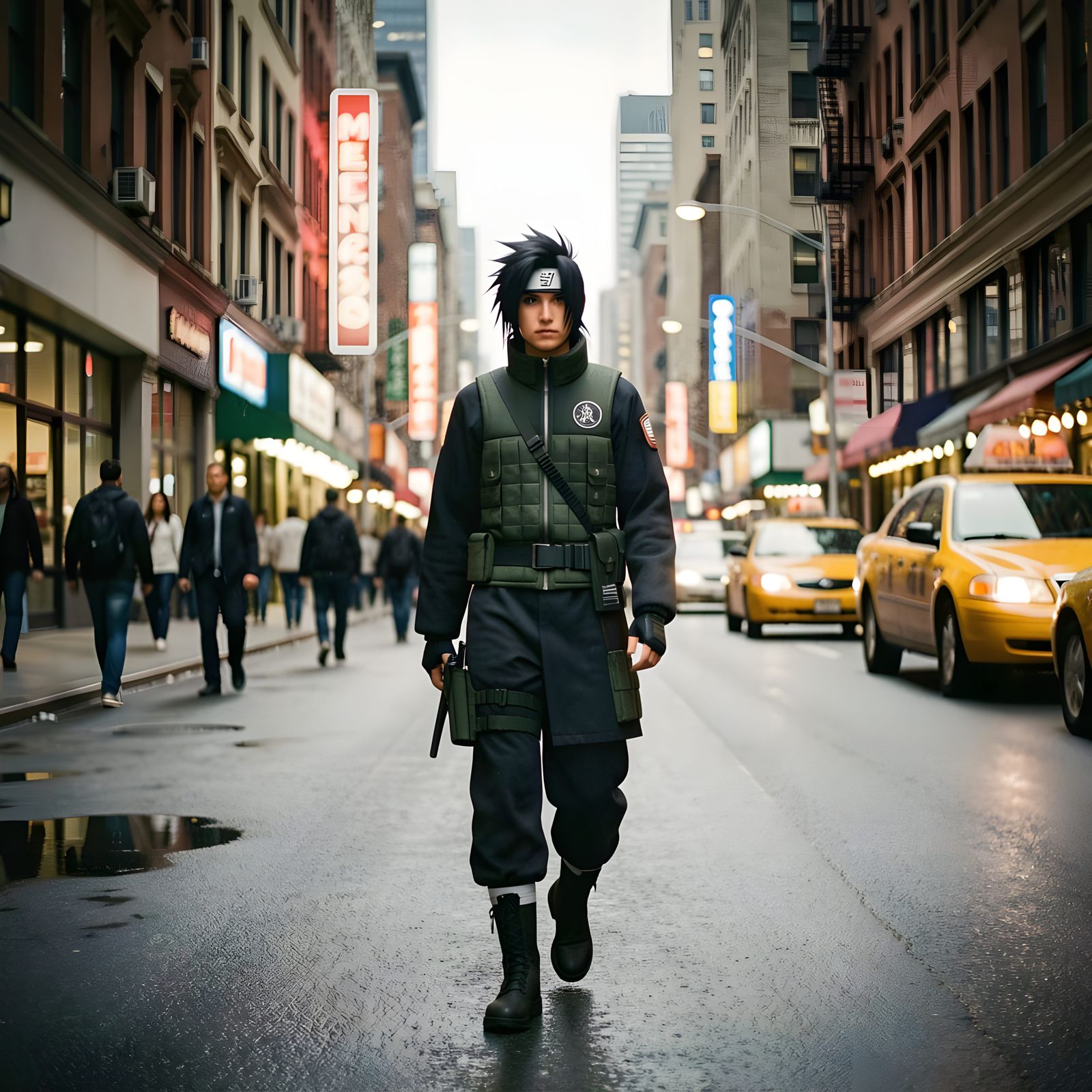 Uchiha Itachi in Realistic City Cinematic Film Still