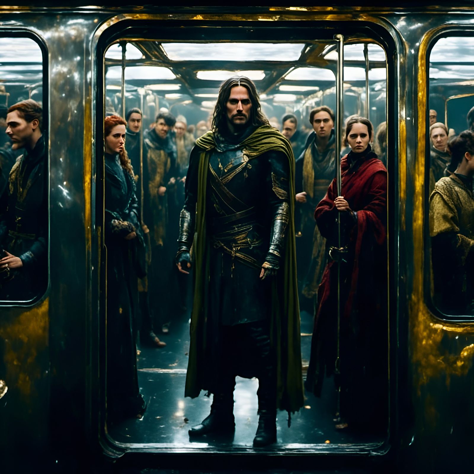 Aragorn Rides the Subway: Epic Fantasy Portrait