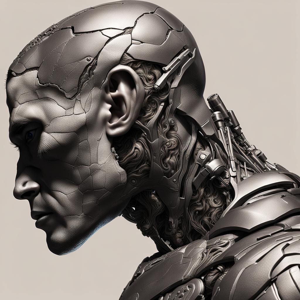 Cyborg Side Profile in Classic Sculpture Style