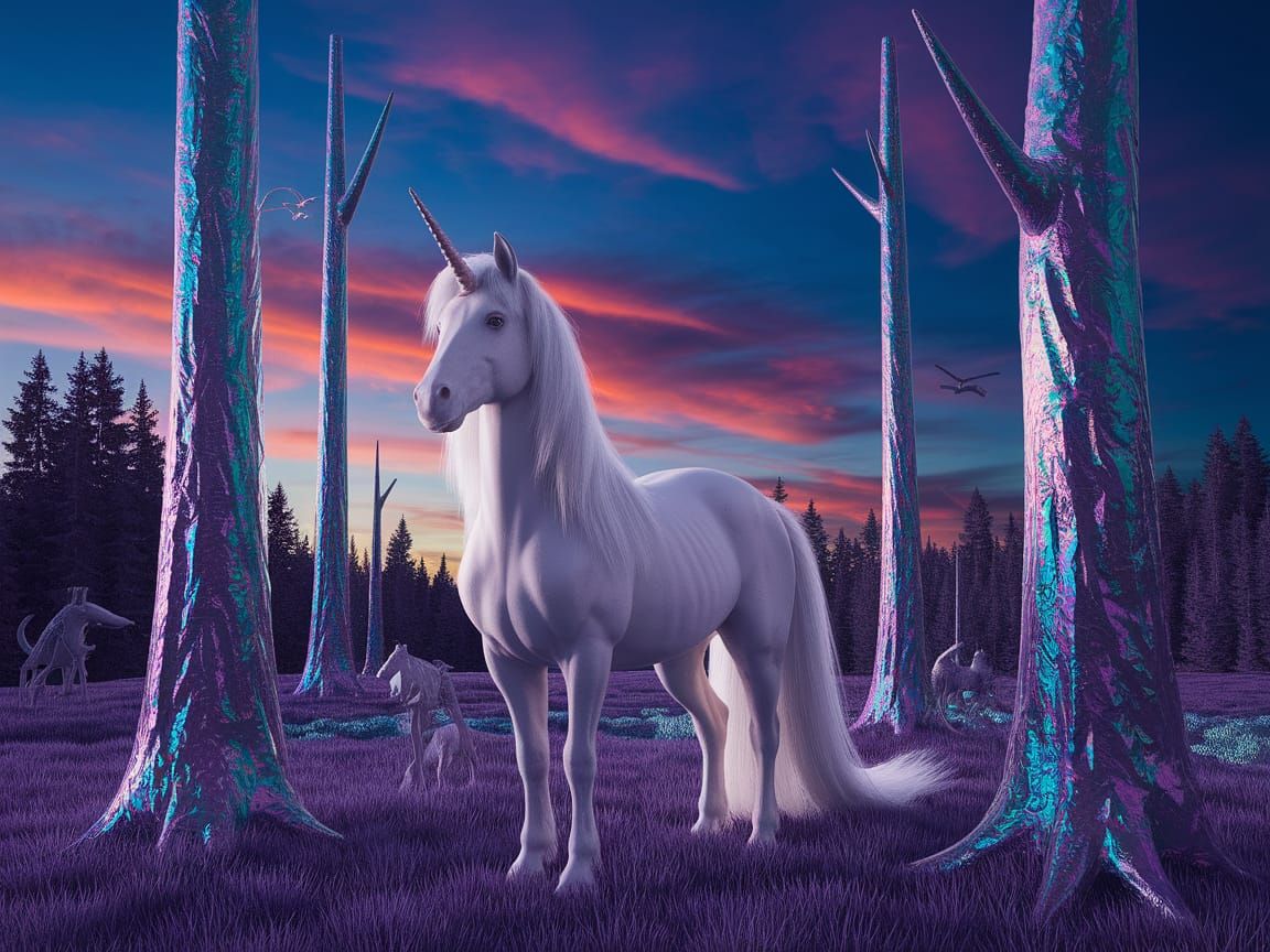 Majestic Unicorn Reigns in Whimsical Twilight Realm