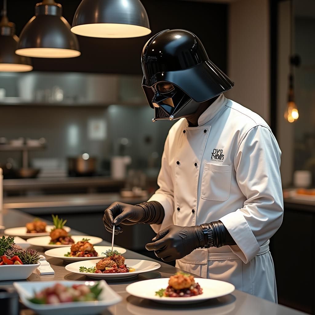 Darth Vader Chef in Fine Dining Kitchen