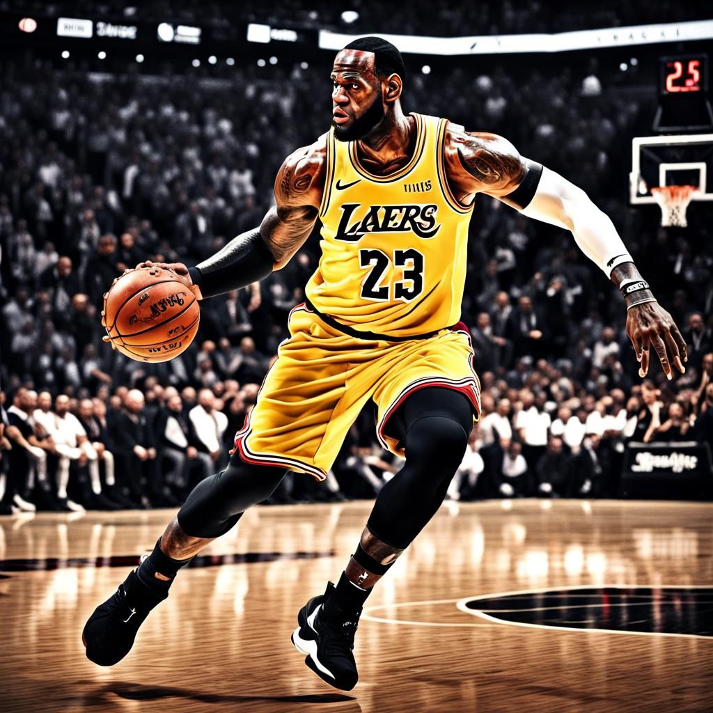 Lebron James Ready to Shoot: Hyperrealistic Image