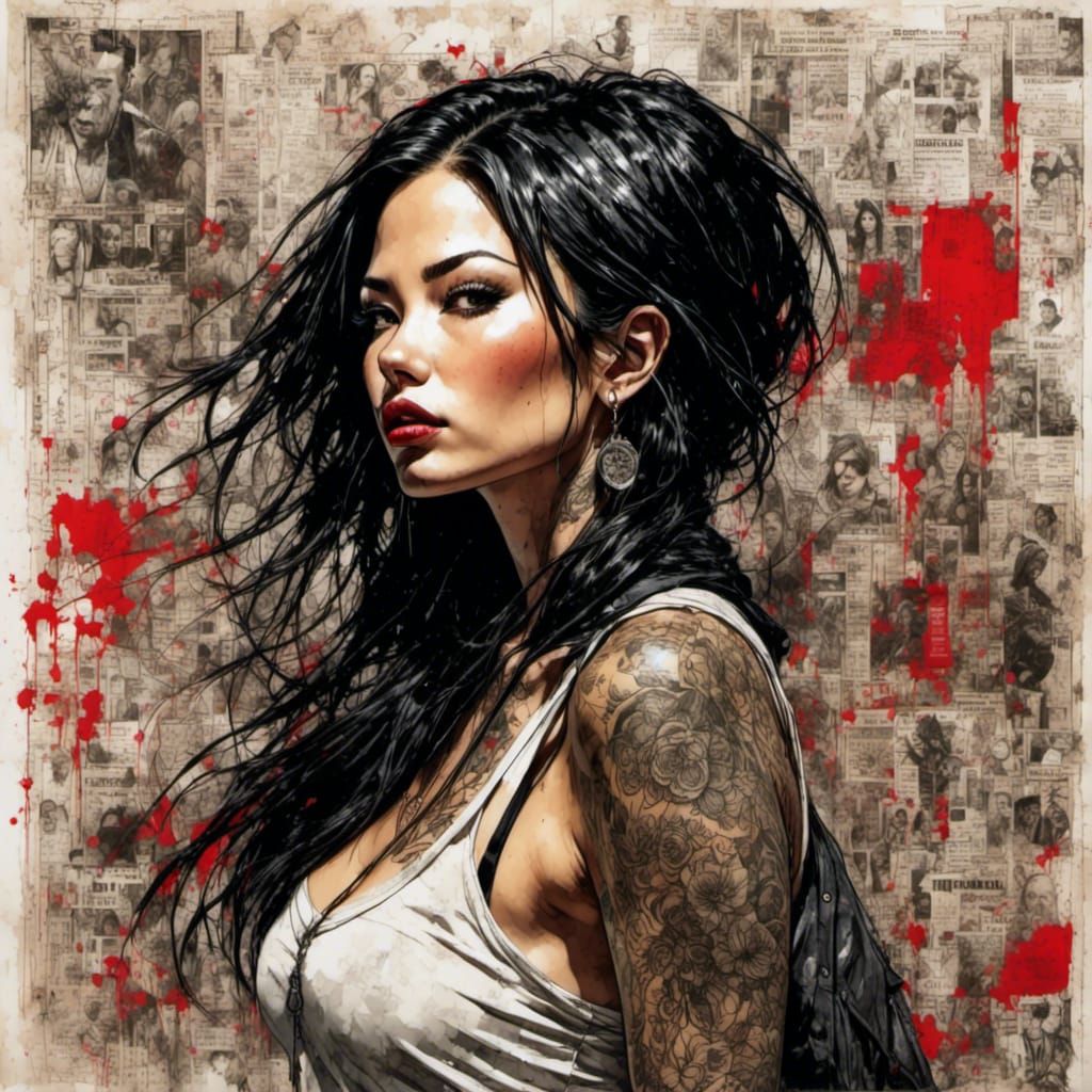 Sublime Female Reporter in Grunge Poster Style