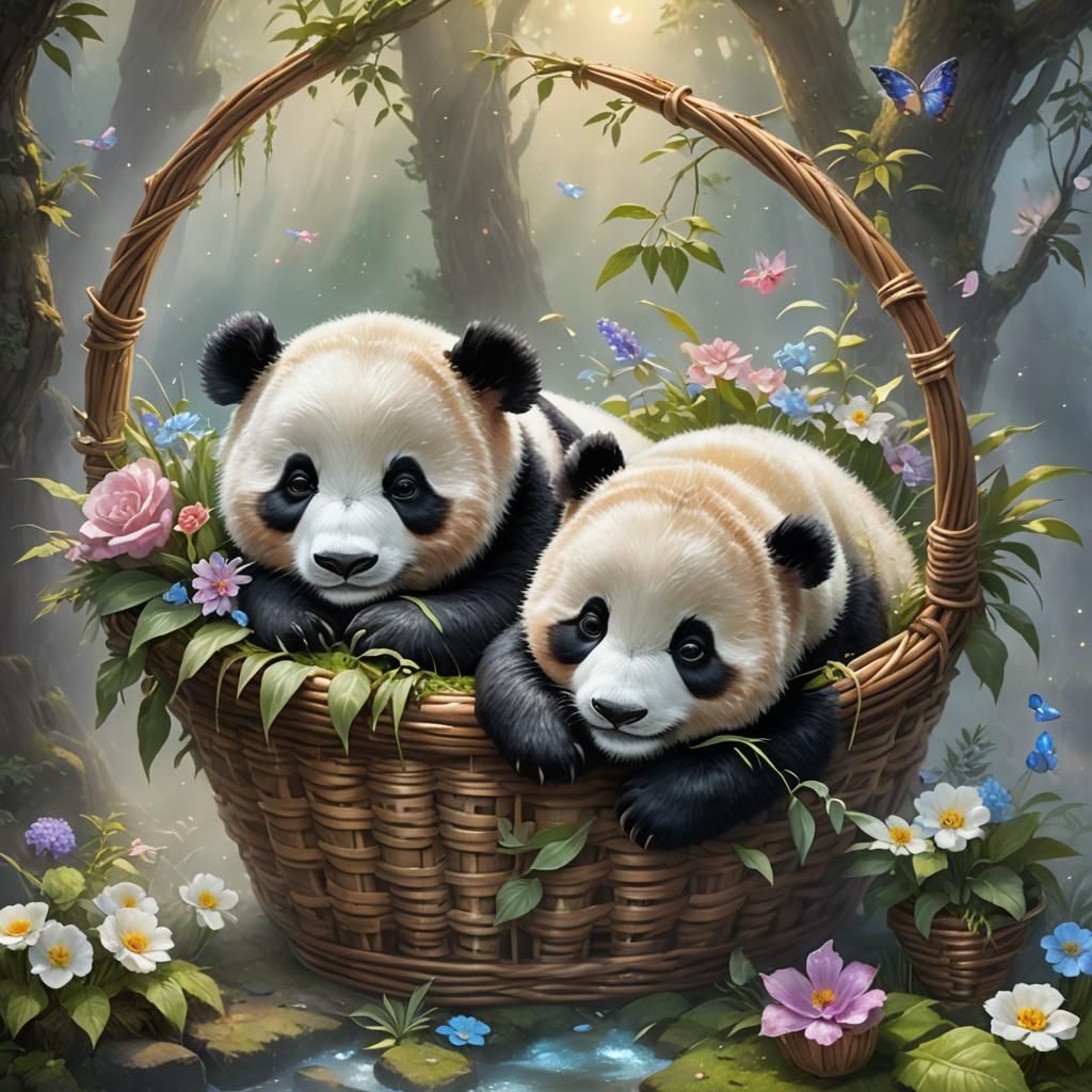 Panda Bear Sleeping: Ethereal Fantasy in Mist