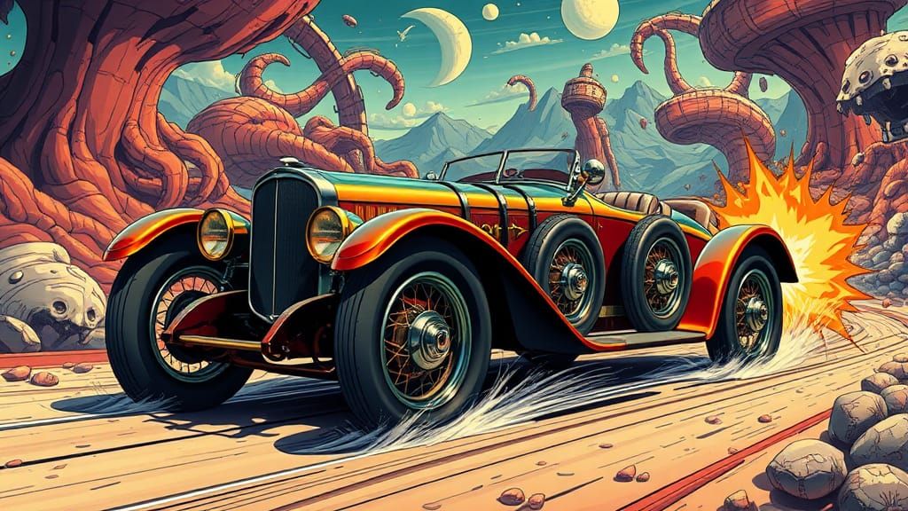 Stutz Bearcat Supercar in Surreal Arcimboldo Style
