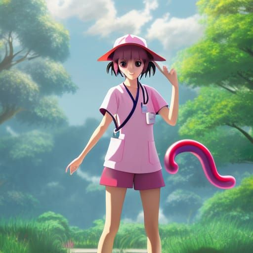 Nurse Joy in Hospital: Ghibli-esque Anime Art