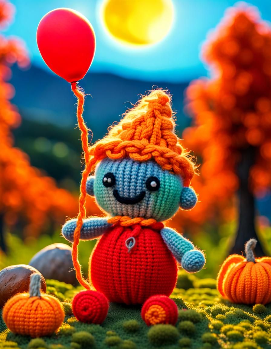 Cute Knitted Halloween Shaman in Amigurumi Style