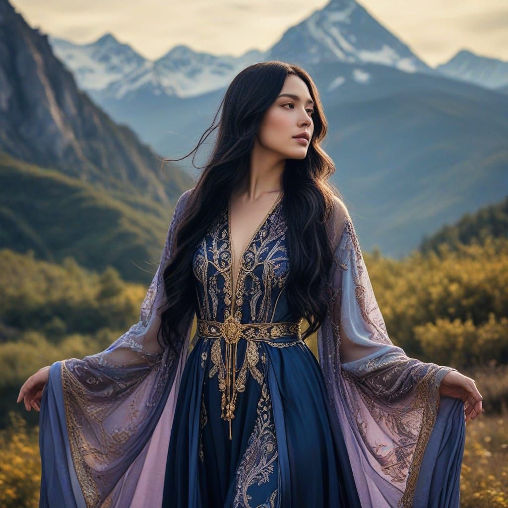 Ethereal Goddess in Majestic Art Nouveau Style