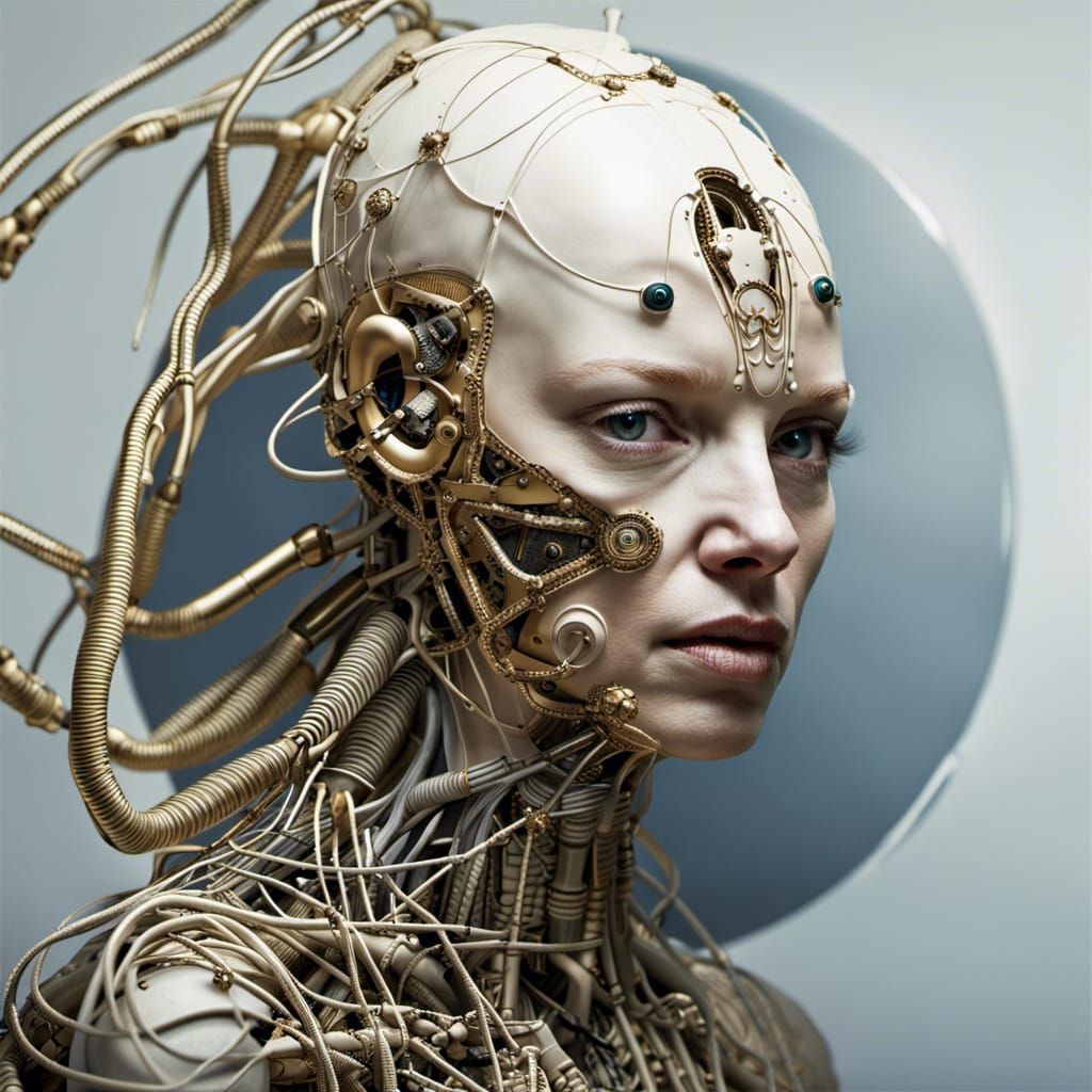 Biomechanical Borg Queen in Dark Art Style