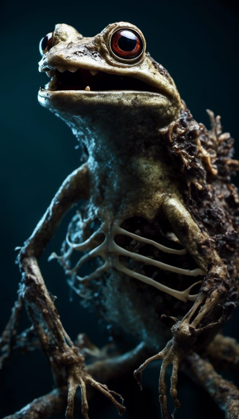 Scary Glowing Skeletal Frog with Big Teeth