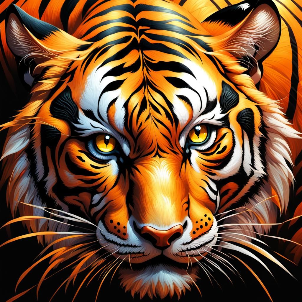 Wild Tiger in Toonami Style Fantasy Scene