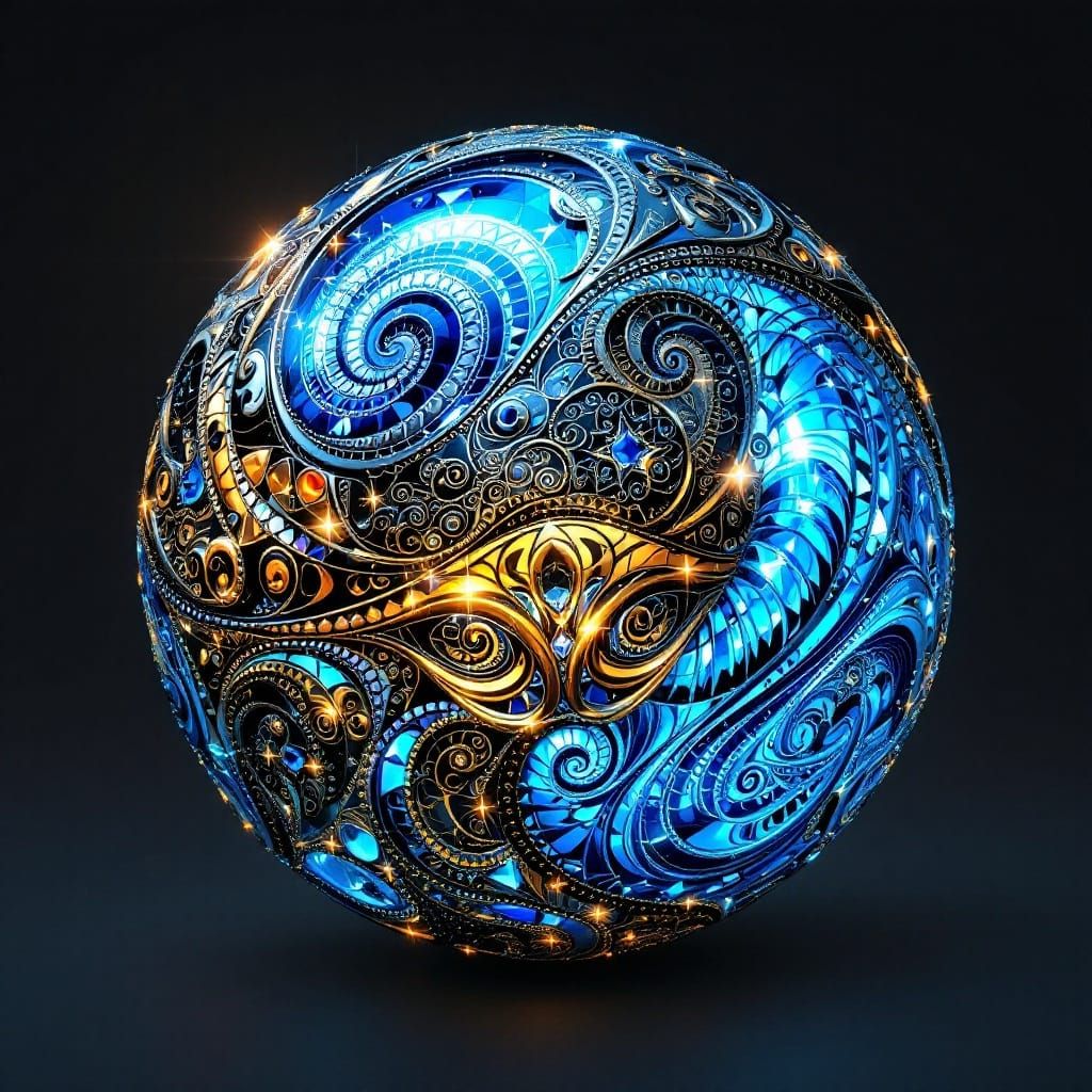 Ornate Spherical Design in Cyberpunk Style