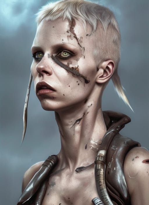 Dystopian Female Portrait in Hyperdetailed Style