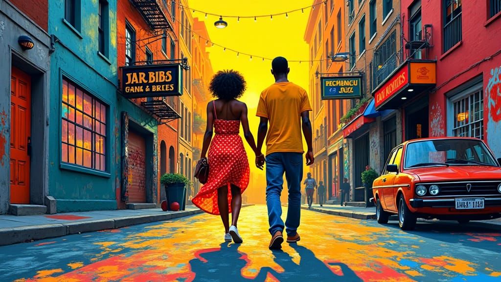 Vibrant Harlem Couple in Pop Art Style
