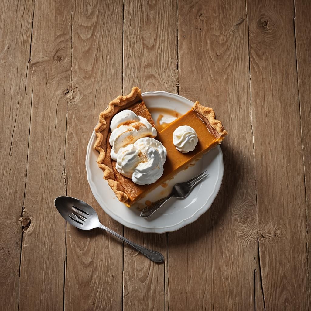 Inviting Macro Shot of Pumpkin Pie with Ice Cream