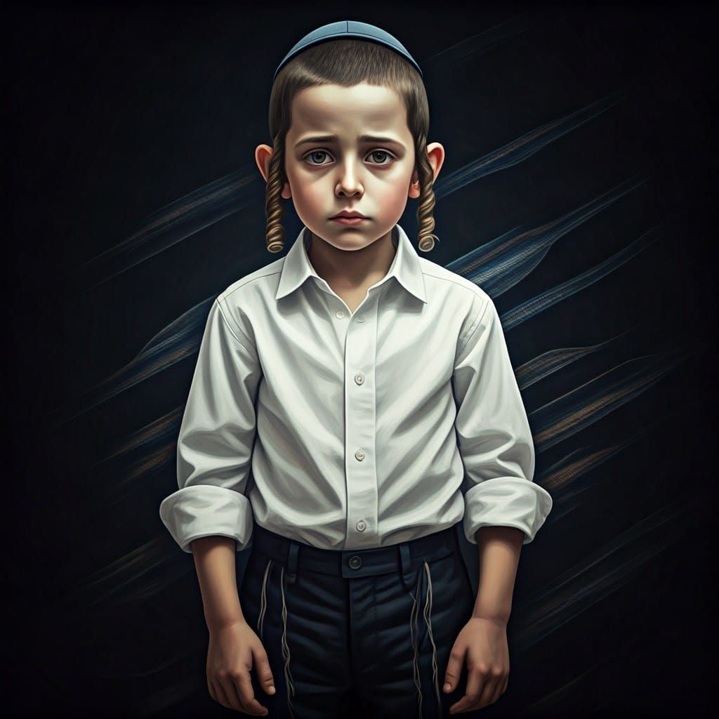 Ultra-Orthodox Boy: Expressive Art Inspired by Chagall