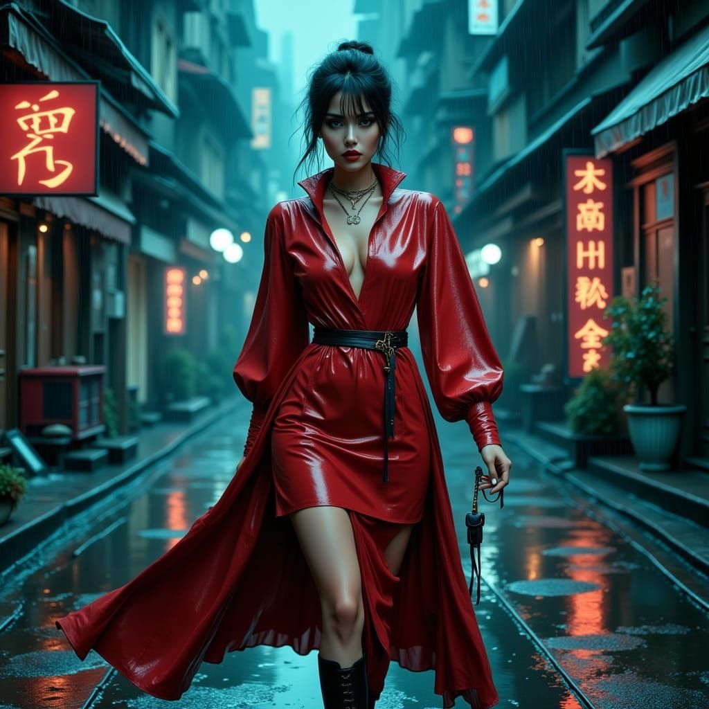 Lady in Red: Akira and Blade Runner Fusion