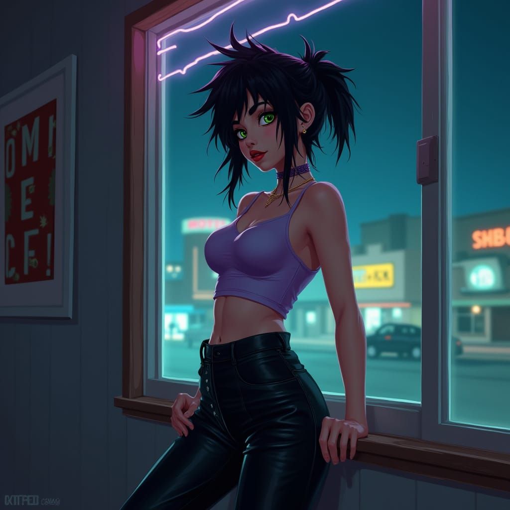 Hyper-Realistic Portrait of Woman with Cityscape Background