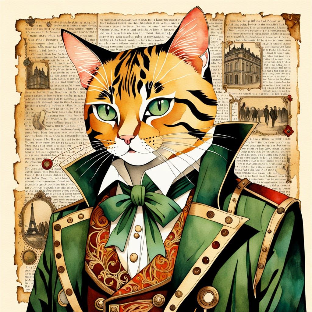 Steampunk Bengal Cat in Revolutionary Paris