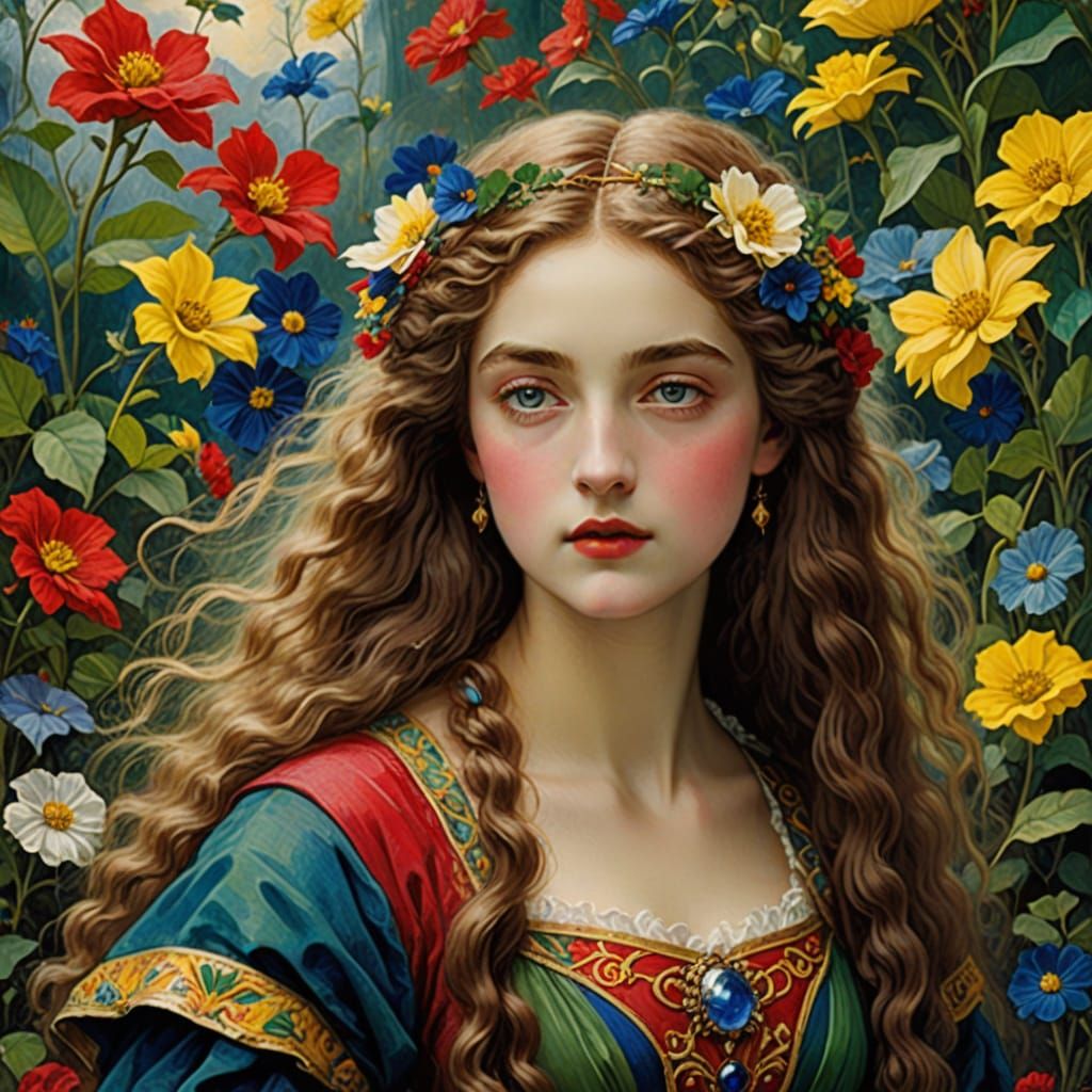 Ethereal Fantasy Portrait in Bold Colors