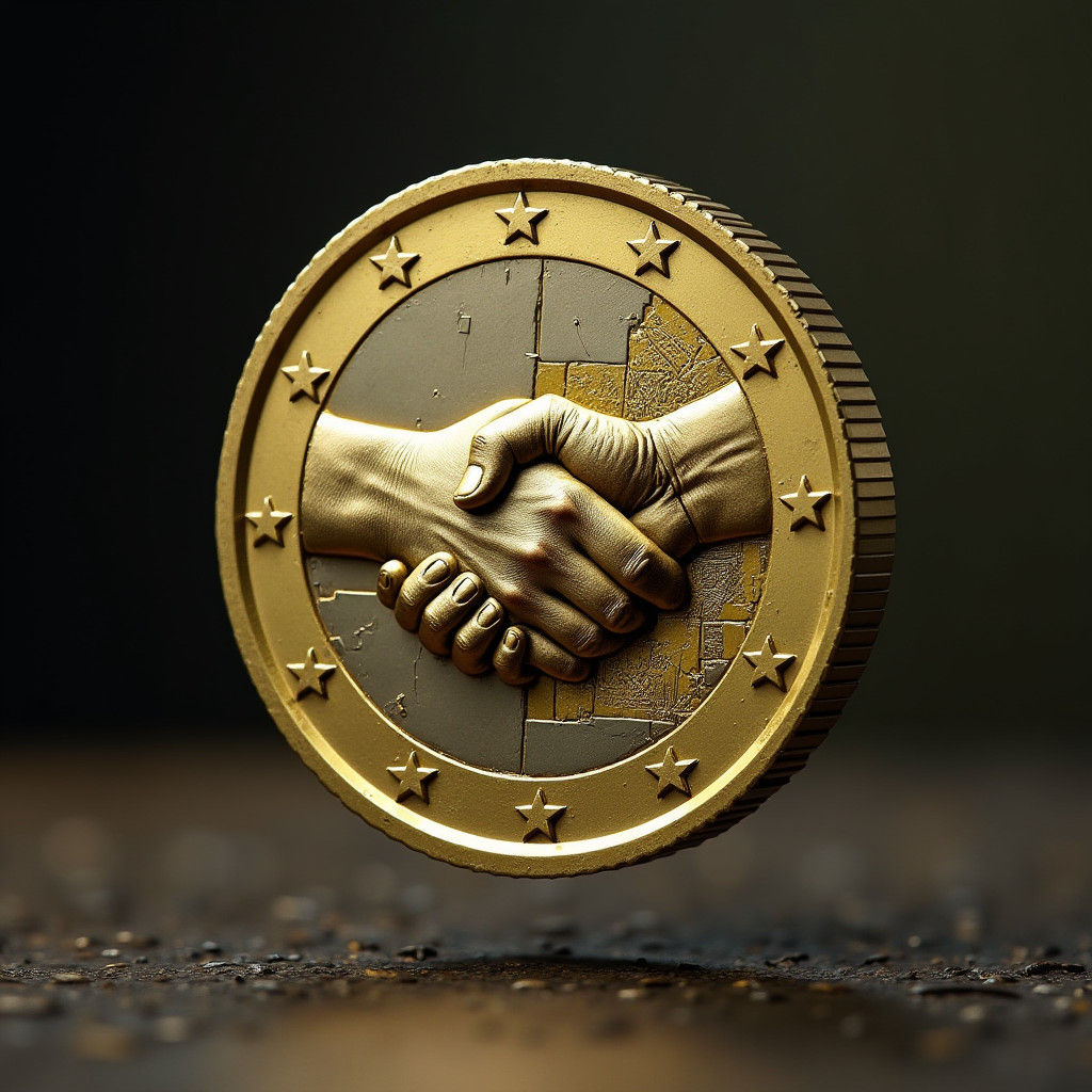 Euro Coin Handshake: Hyperrealistic HDR Image