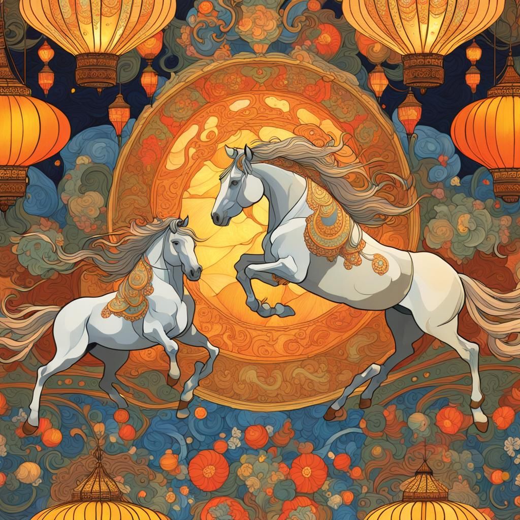 Ibetian Horse Dance: An Art Nouveau Celebration