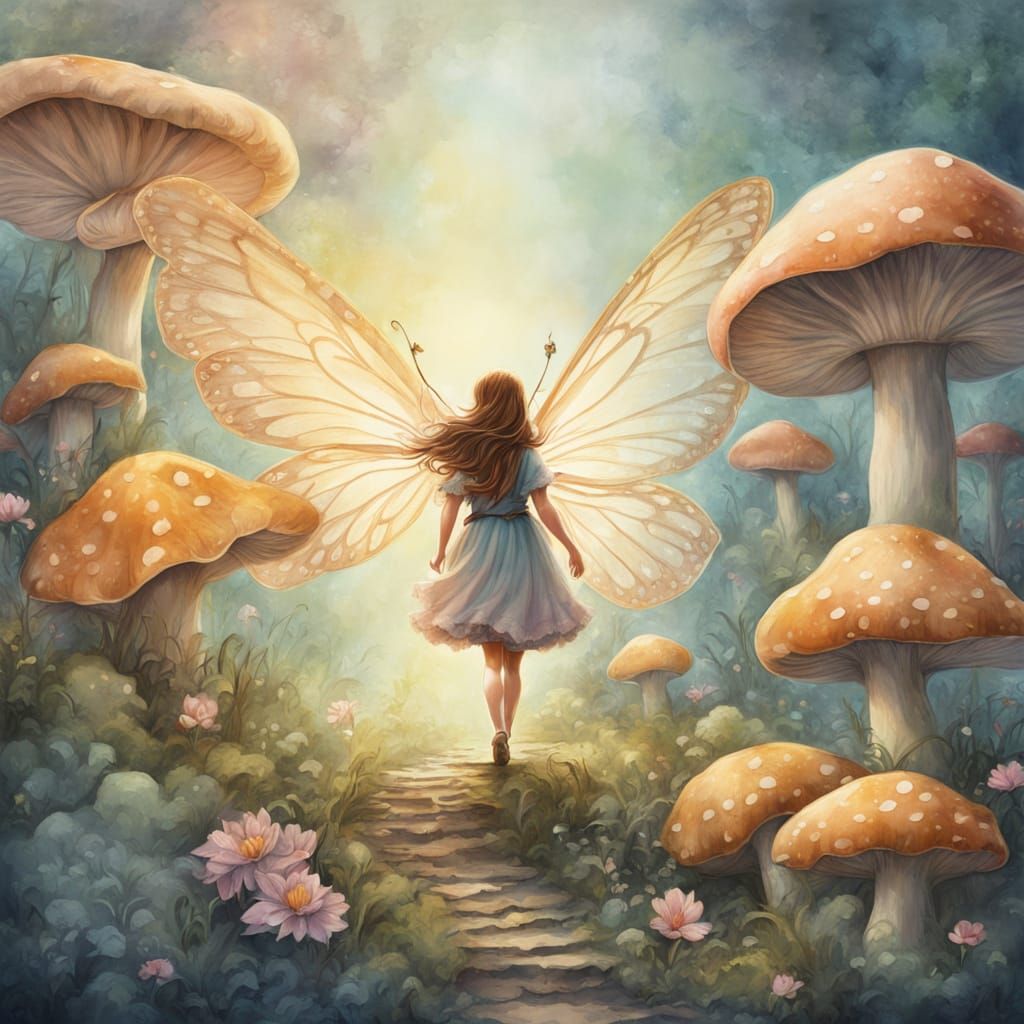 Whimsical Fantasy Illustration in Watercolor Style