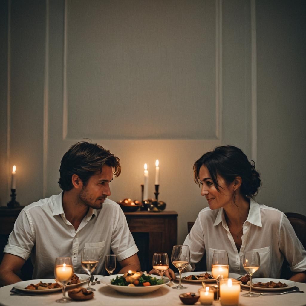 Romantic Candlelight Dinner: A Filmic Scene